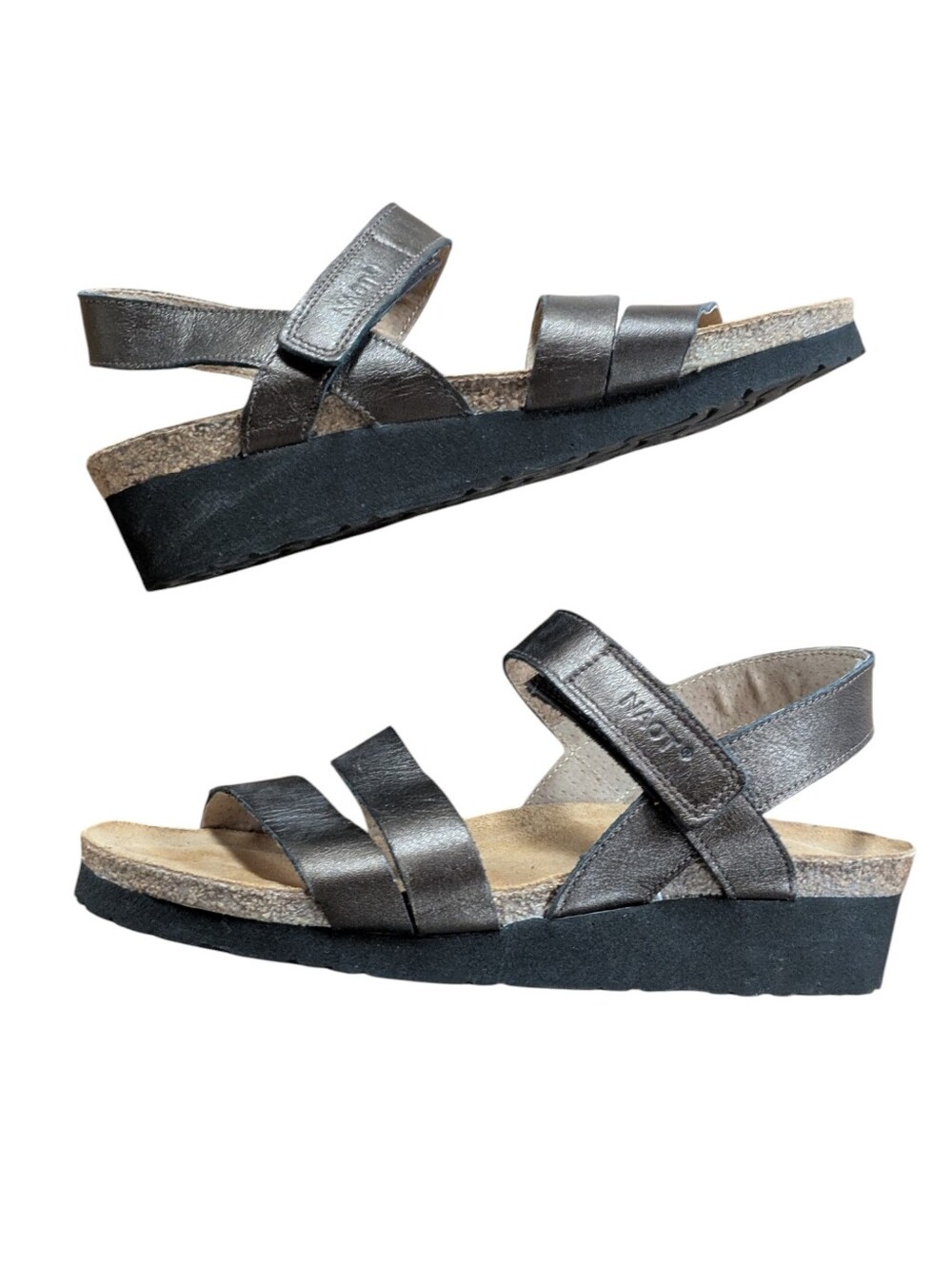 Naot Kayla Wedge Sandal Brown Metallic Leather Size 37 - Picture 3 of 13